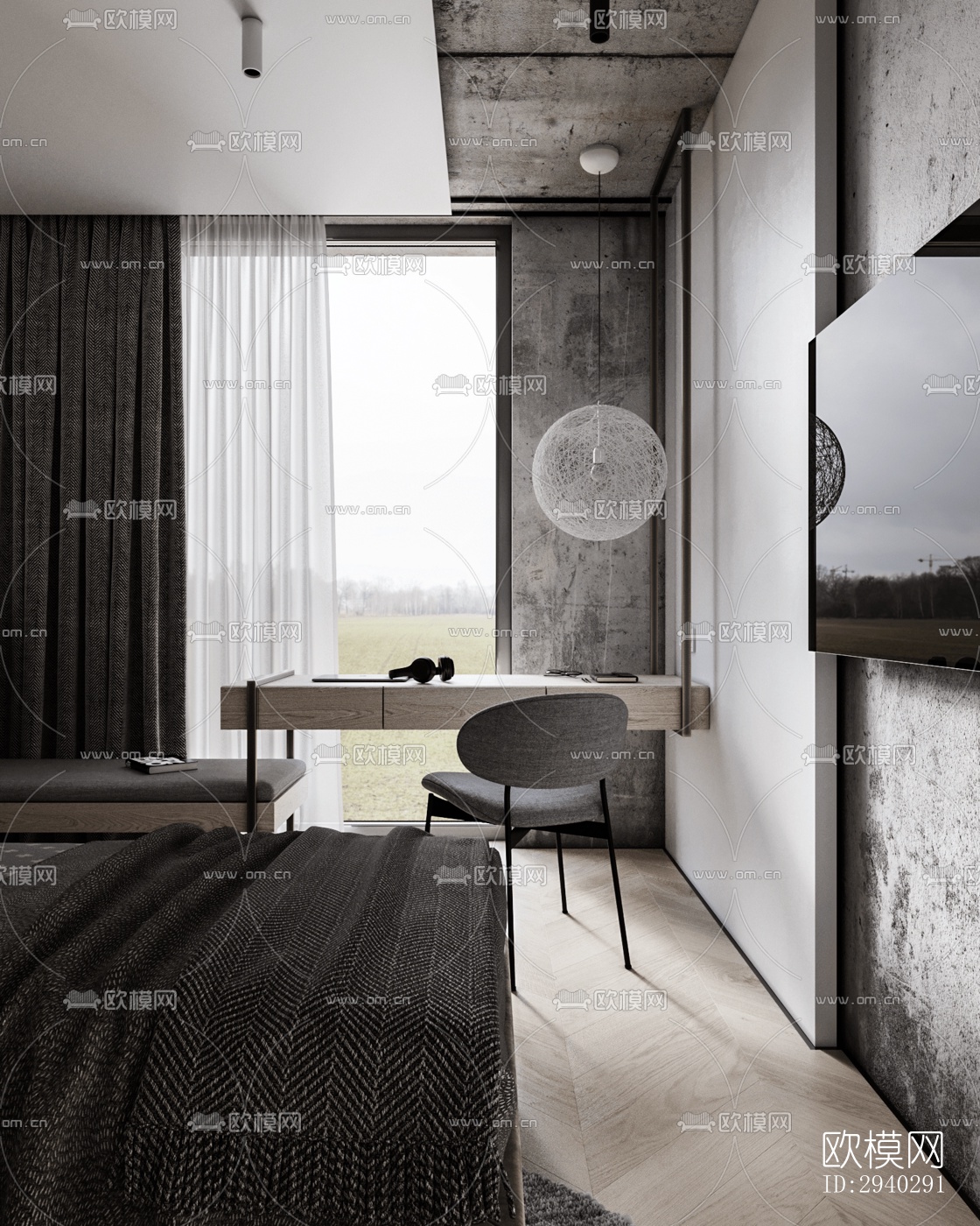 现代平层效果图下载（渲染图6）