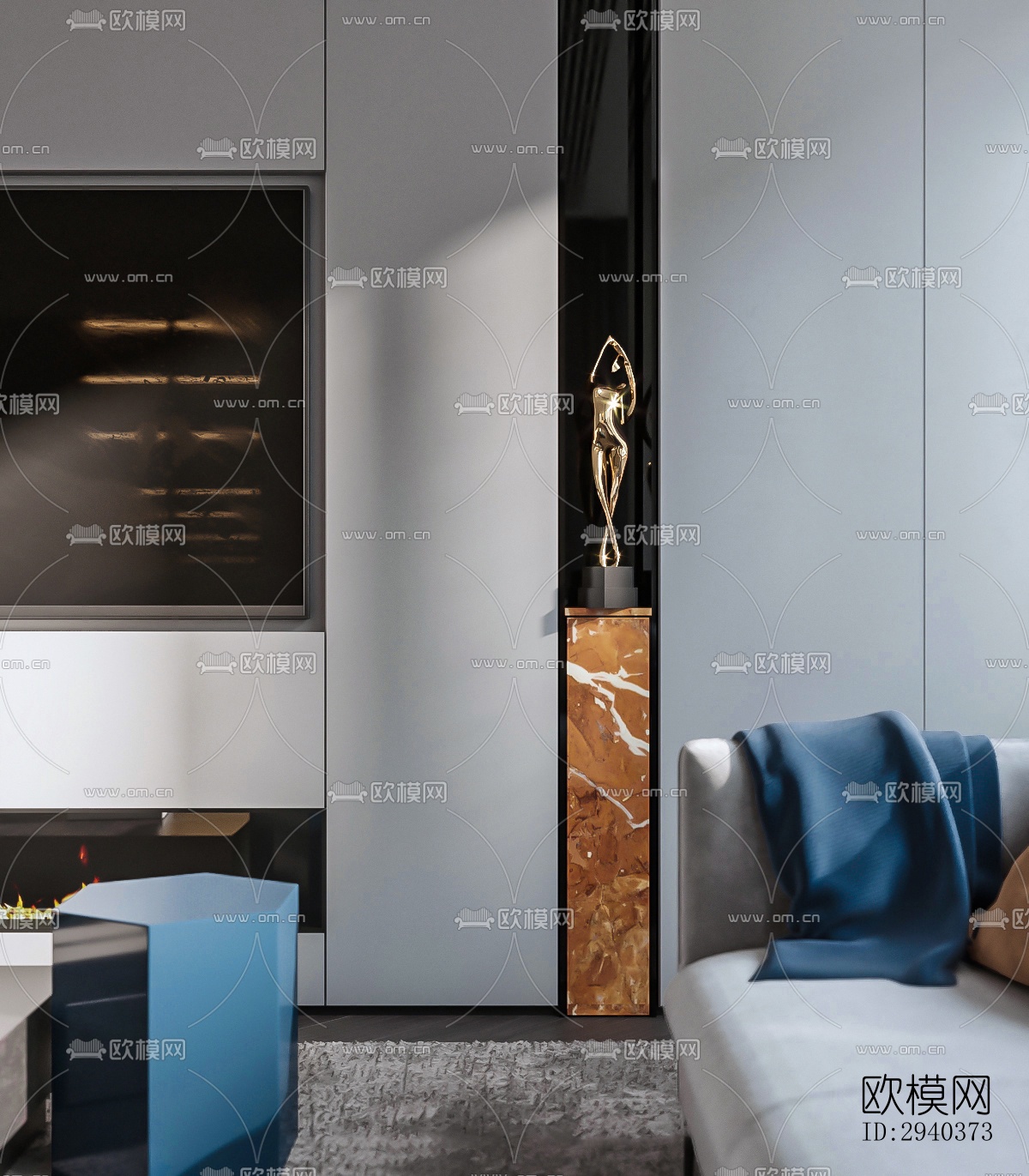 现代平层效果图下载（渲染图3）