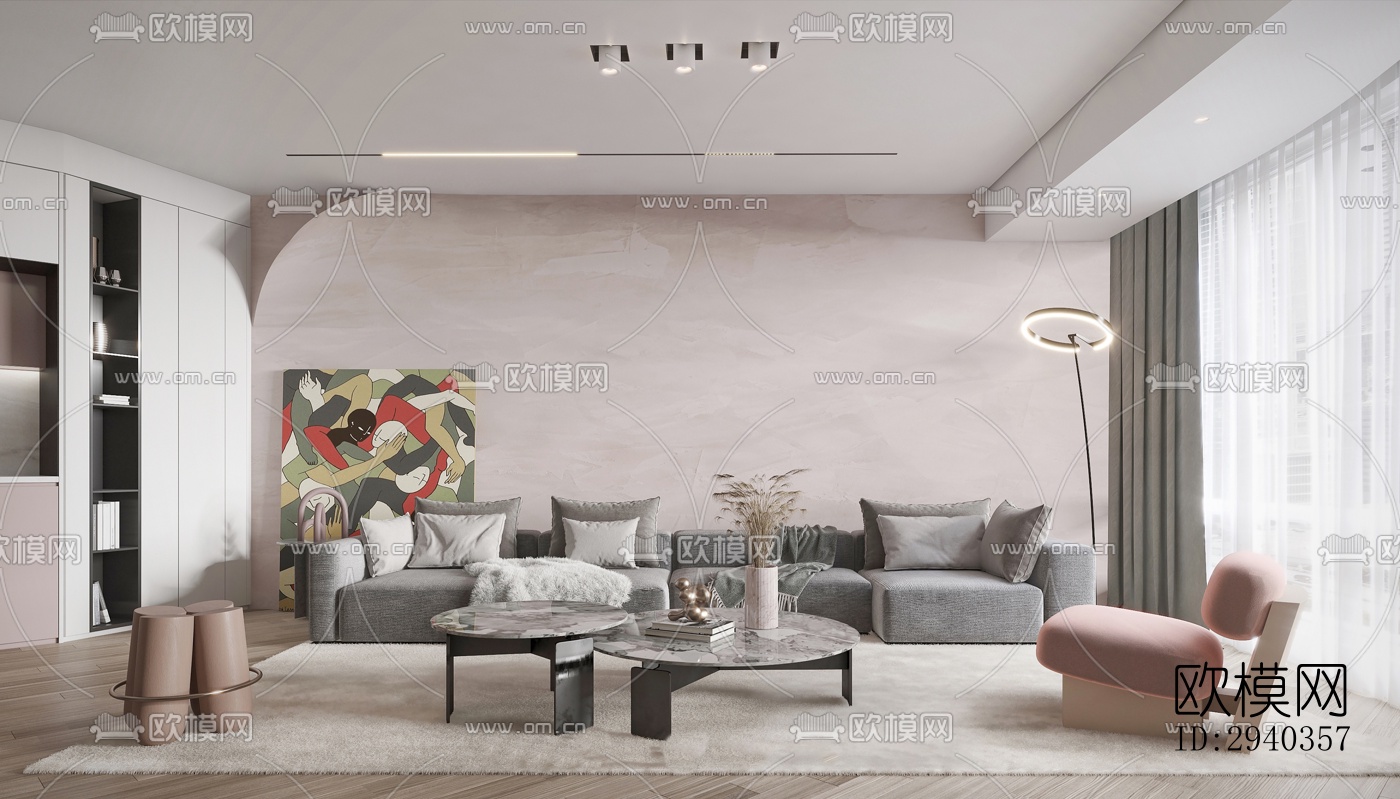 现代平层效果图下载（渲染图12）