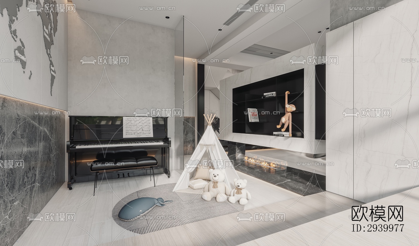 现代复式效果图下载（渲染图6）