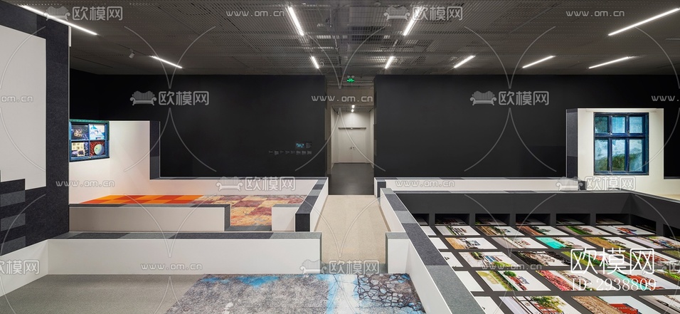 高级灰展览展厅效果图下载(渲染图5)