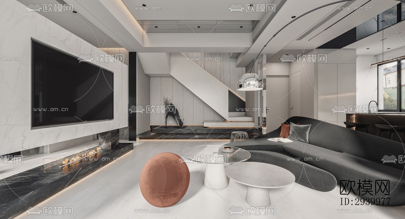 现代复式效果图下载（渲染图4）