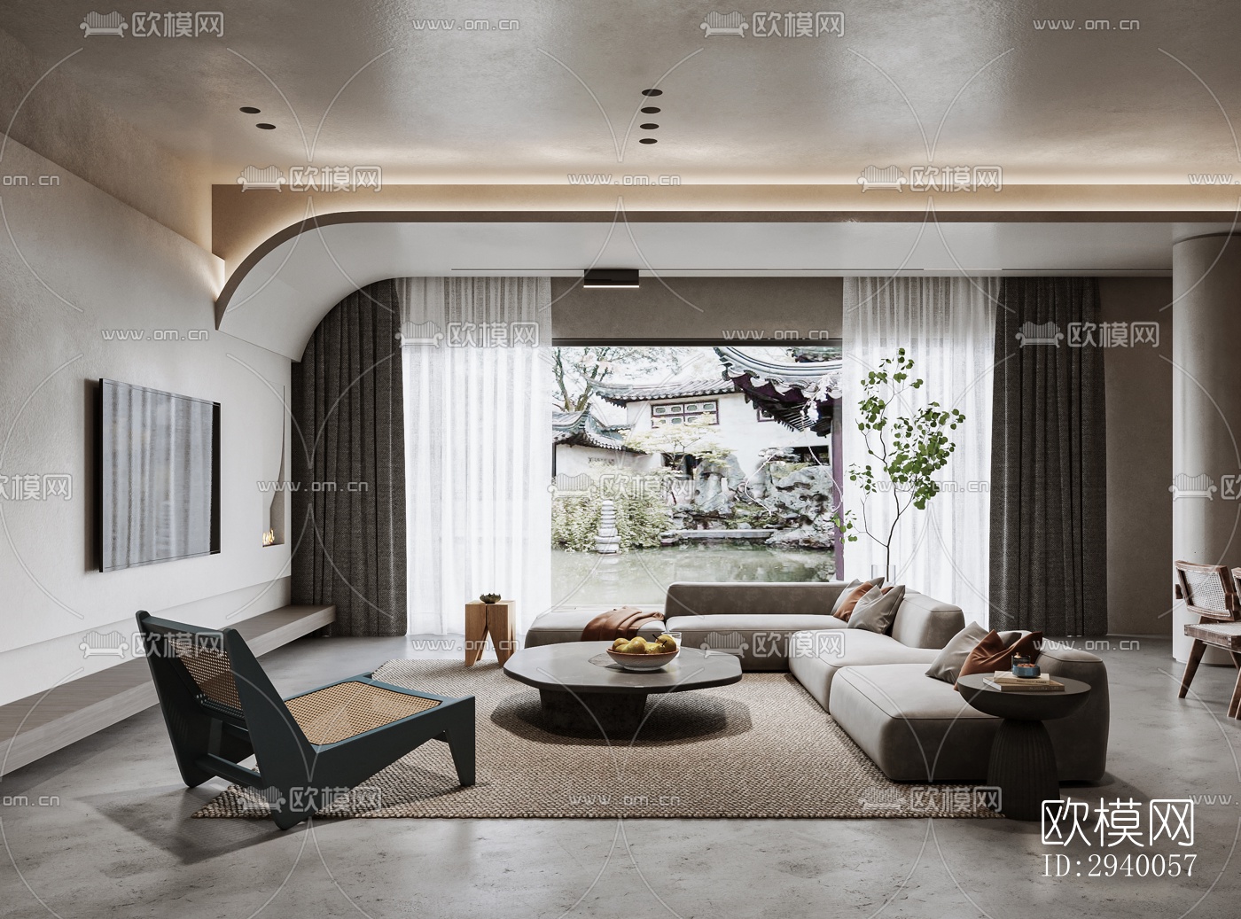 侘寂平层效果图下载（渲染图3）