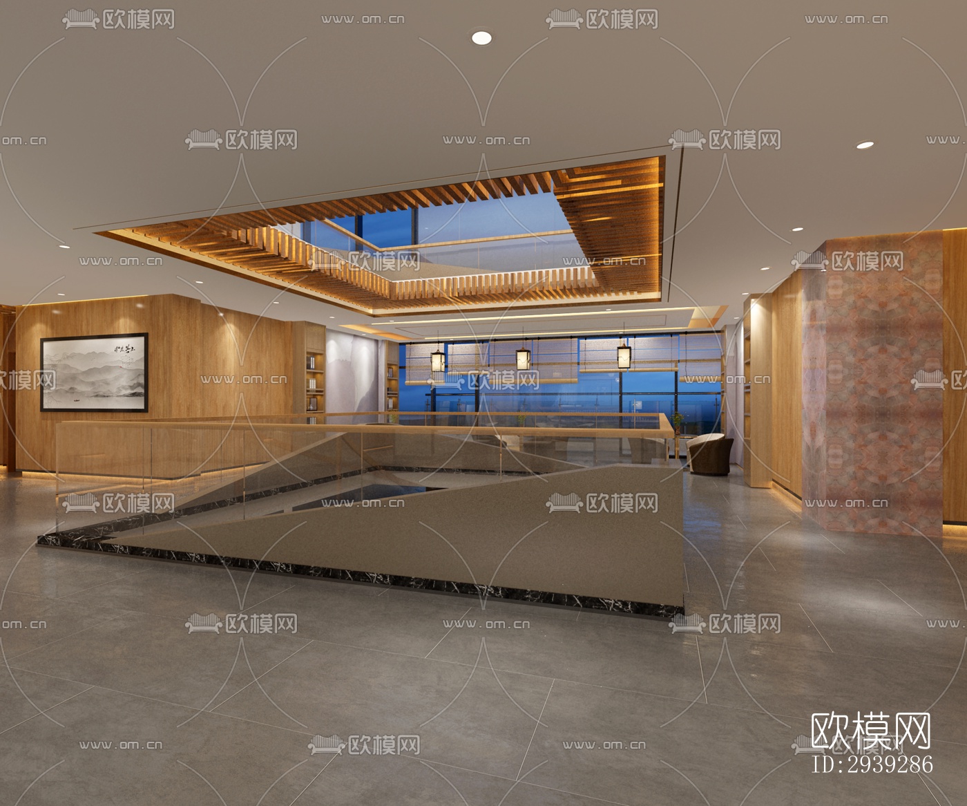 新中式酒店民宿效果图下载（渲染图2）