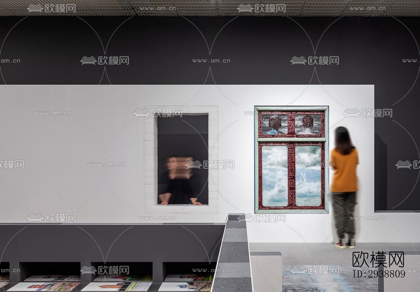 高级灰展览展厅效果图下载(渲染图3)