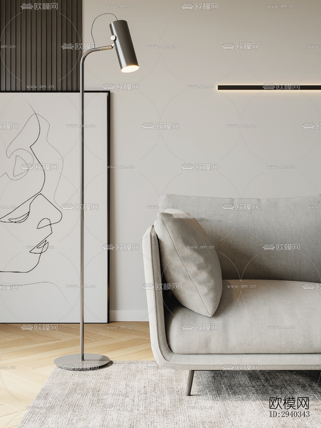 现代平层效果图下载（渲染图7）