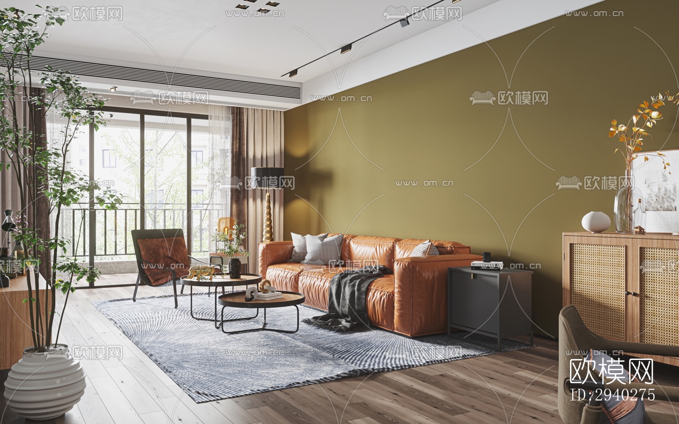 现代平层效果图下载（渲染图9）