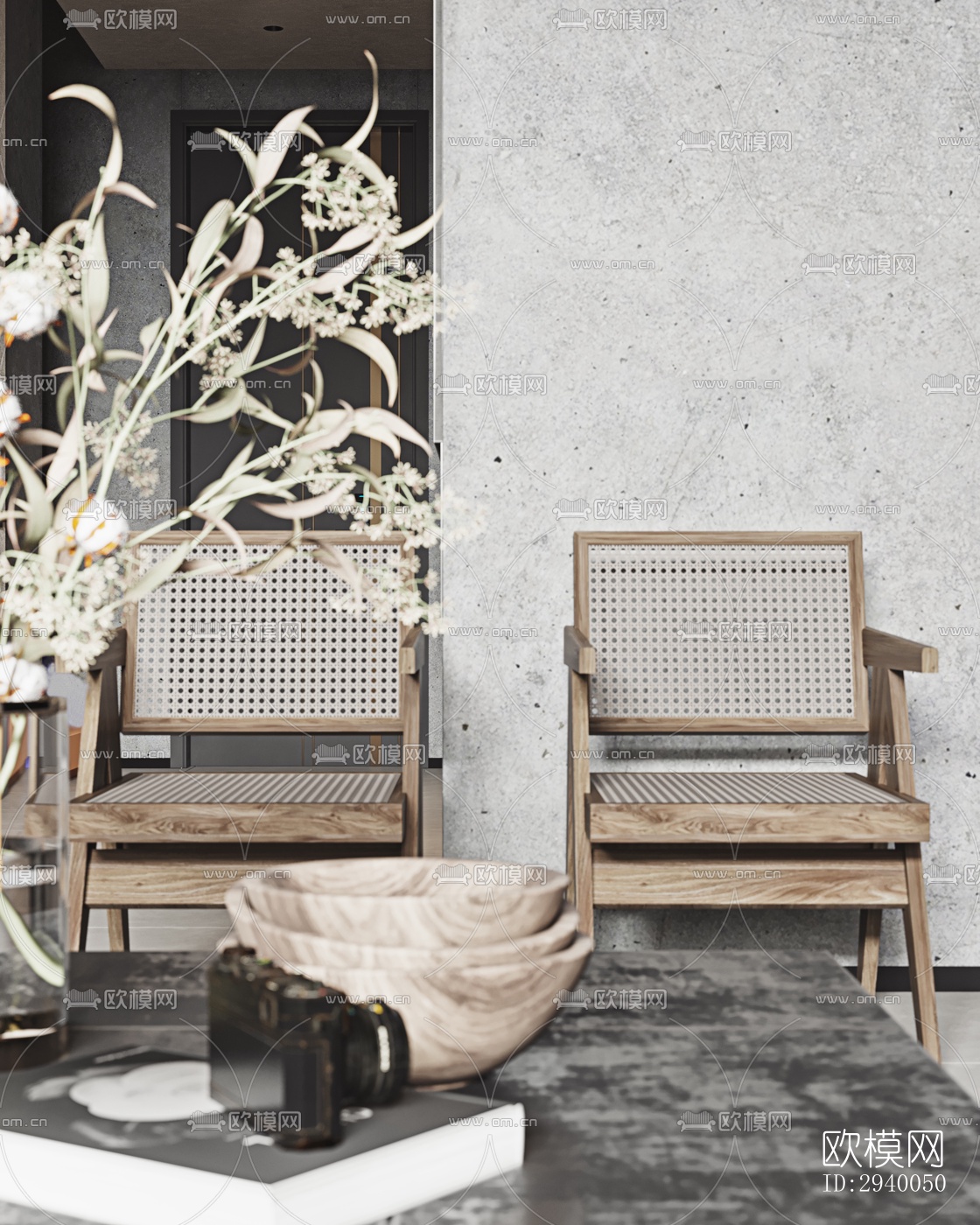 侘寂平层效果图下载（渲染图3）