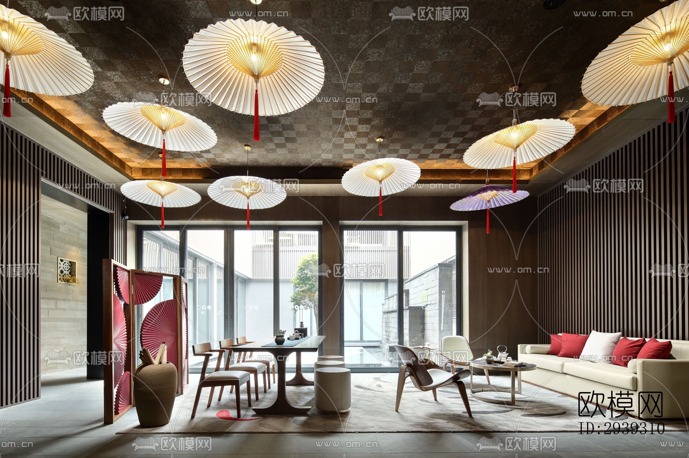 新中式酒店民宿效果图下载（渲染图5）