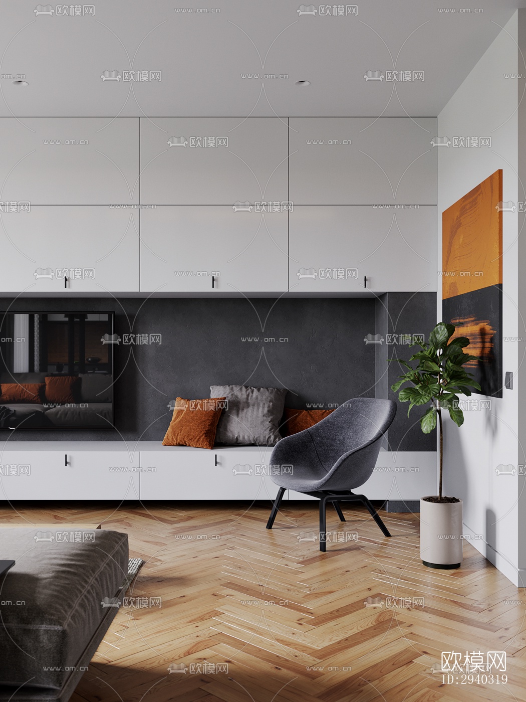 现代平层效果图下载（渲染图7）