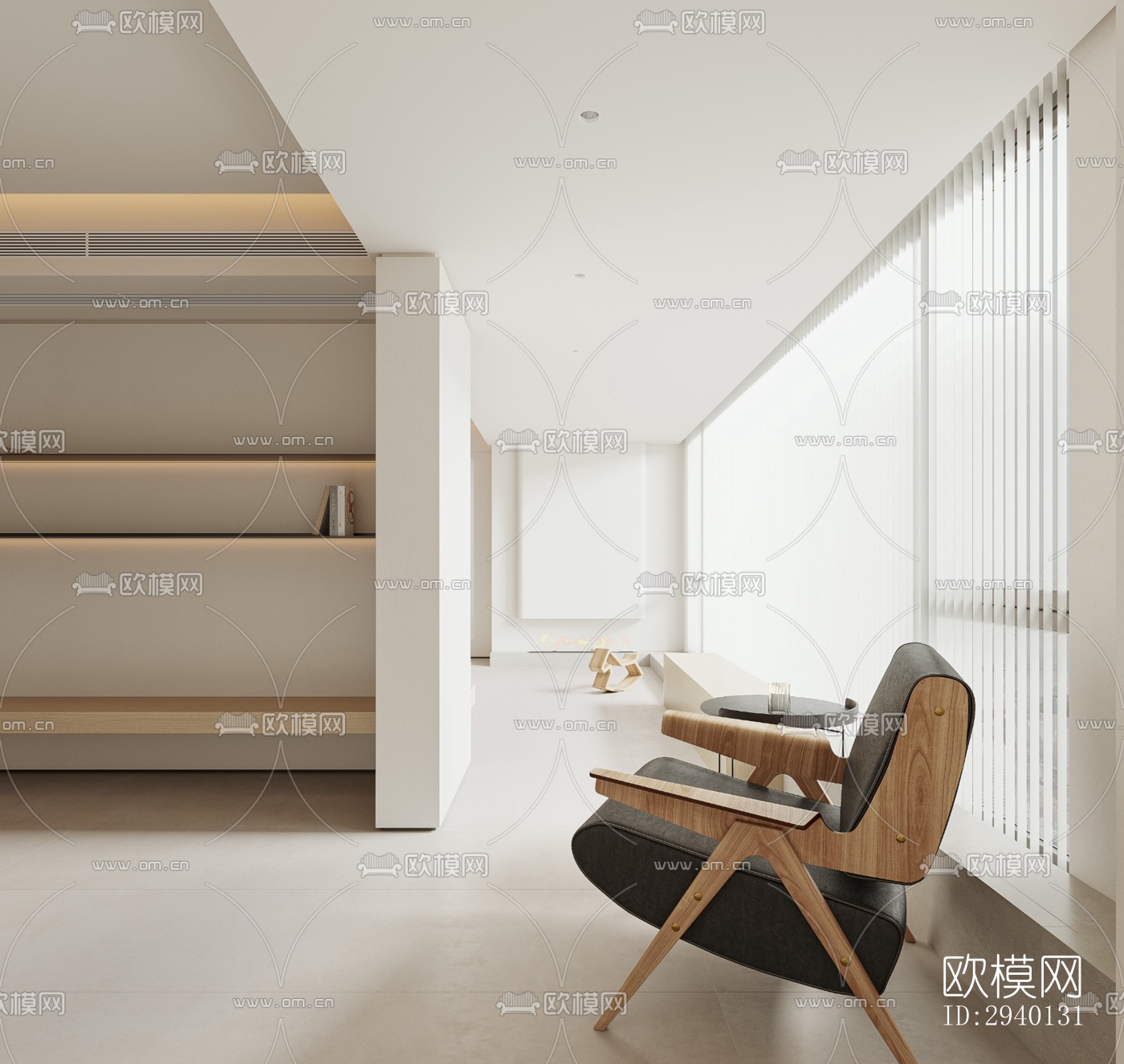 奶油风平层效果图下载（渲染图2）