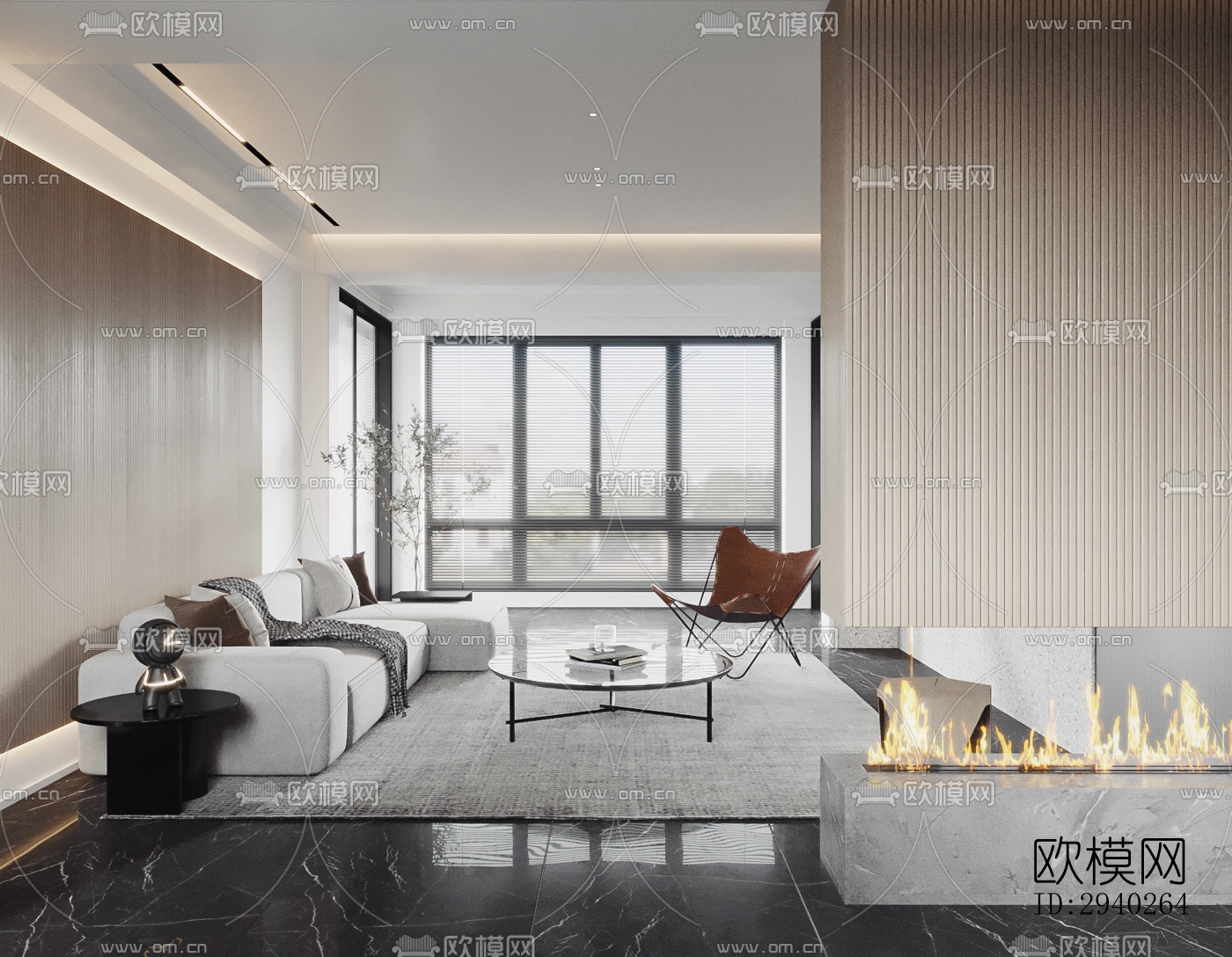 现代平层效果图下载（渲染图9）