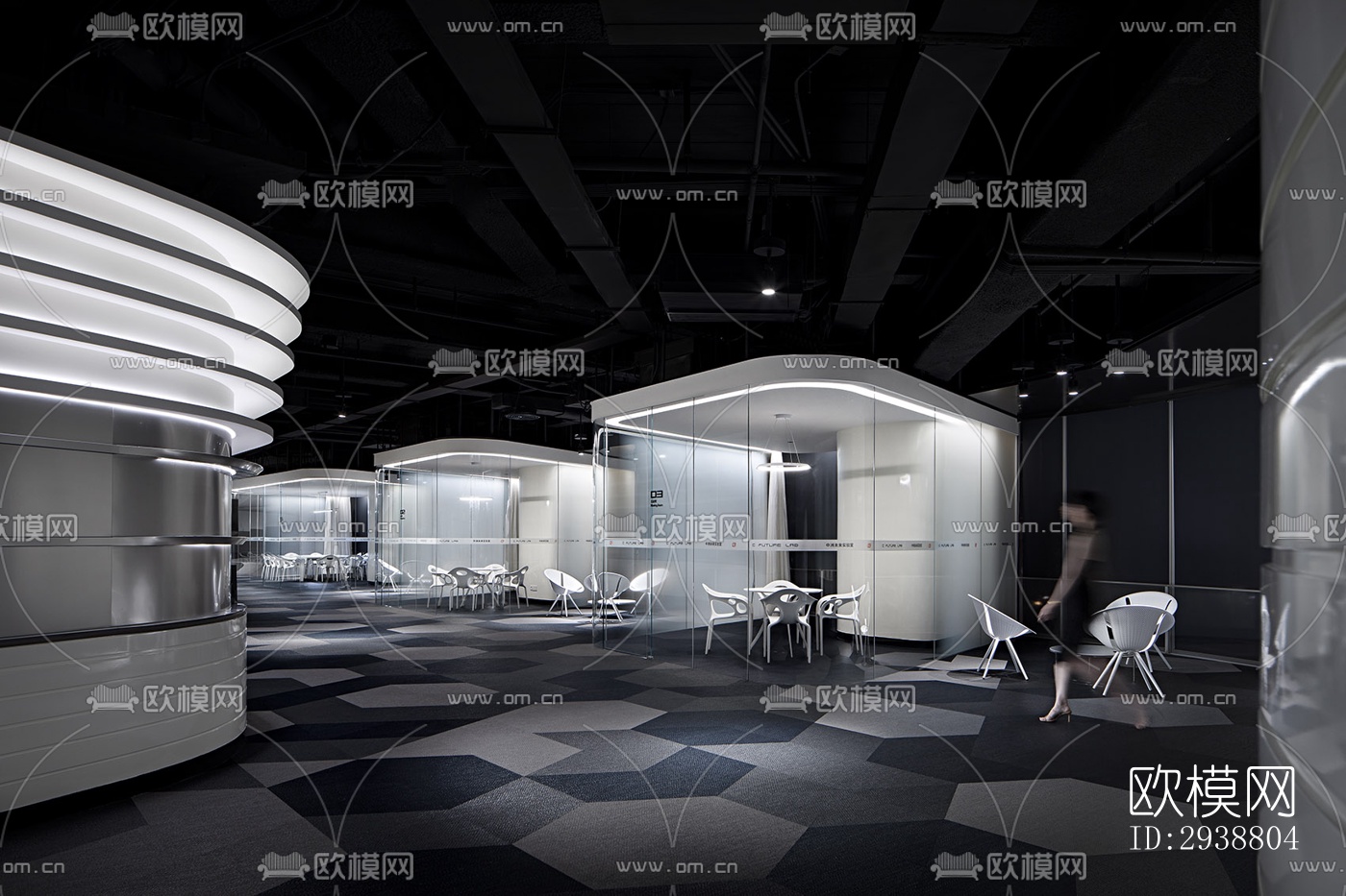 高级灰展览展厅效果图下载（渲染图9）