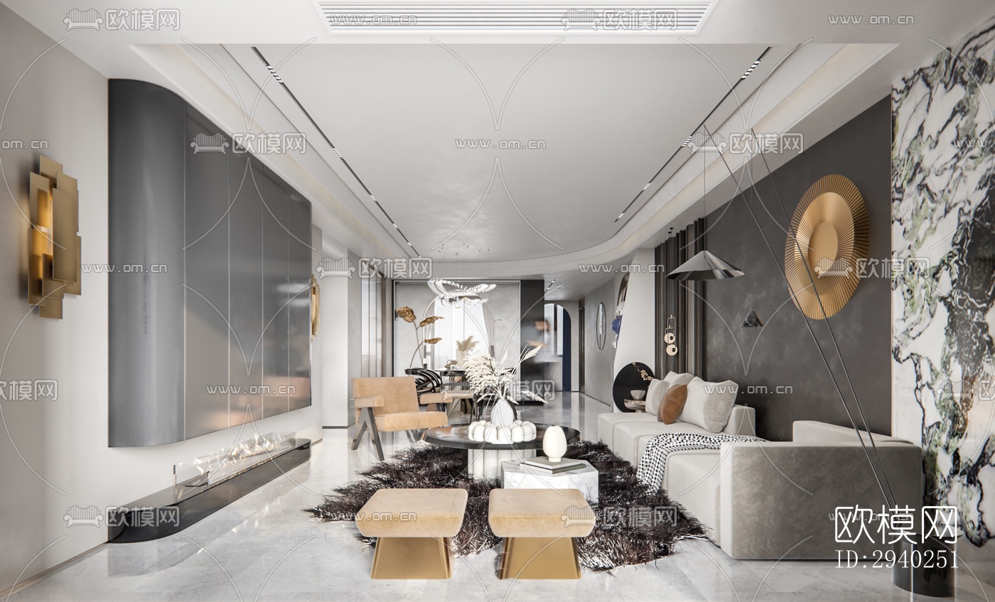 法式平层效果图下载（渲染图7）