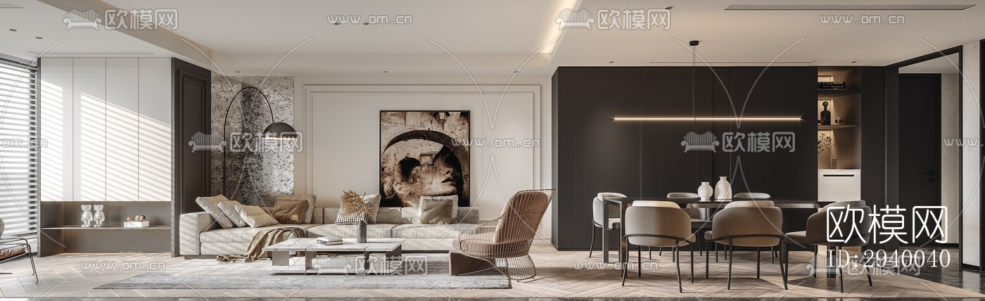 侘寂平层效果图下载（渲染图1）