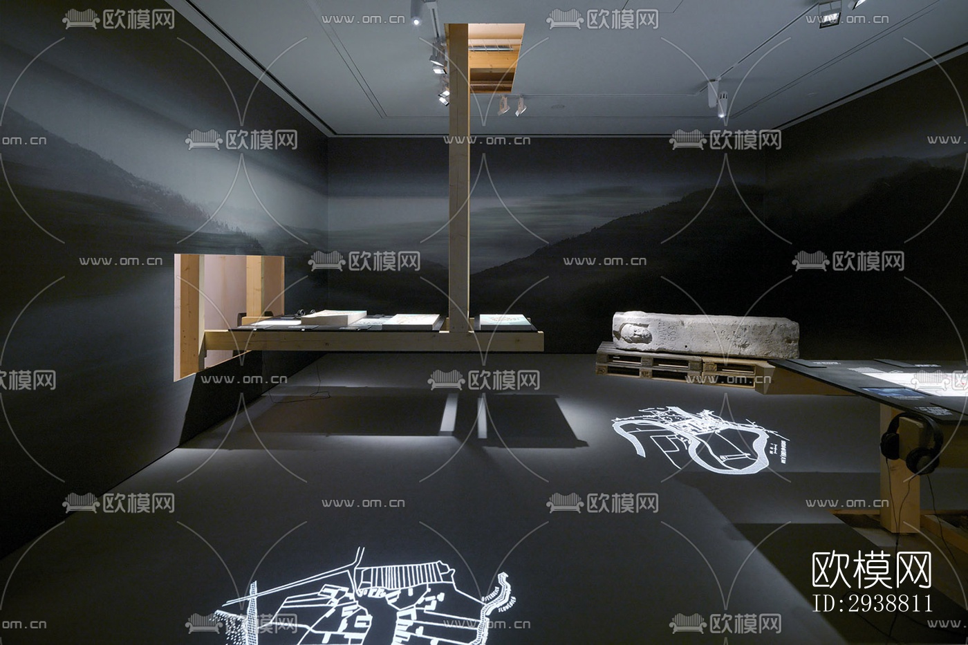 高级灰展览展厅效果图下载（渲染图13）