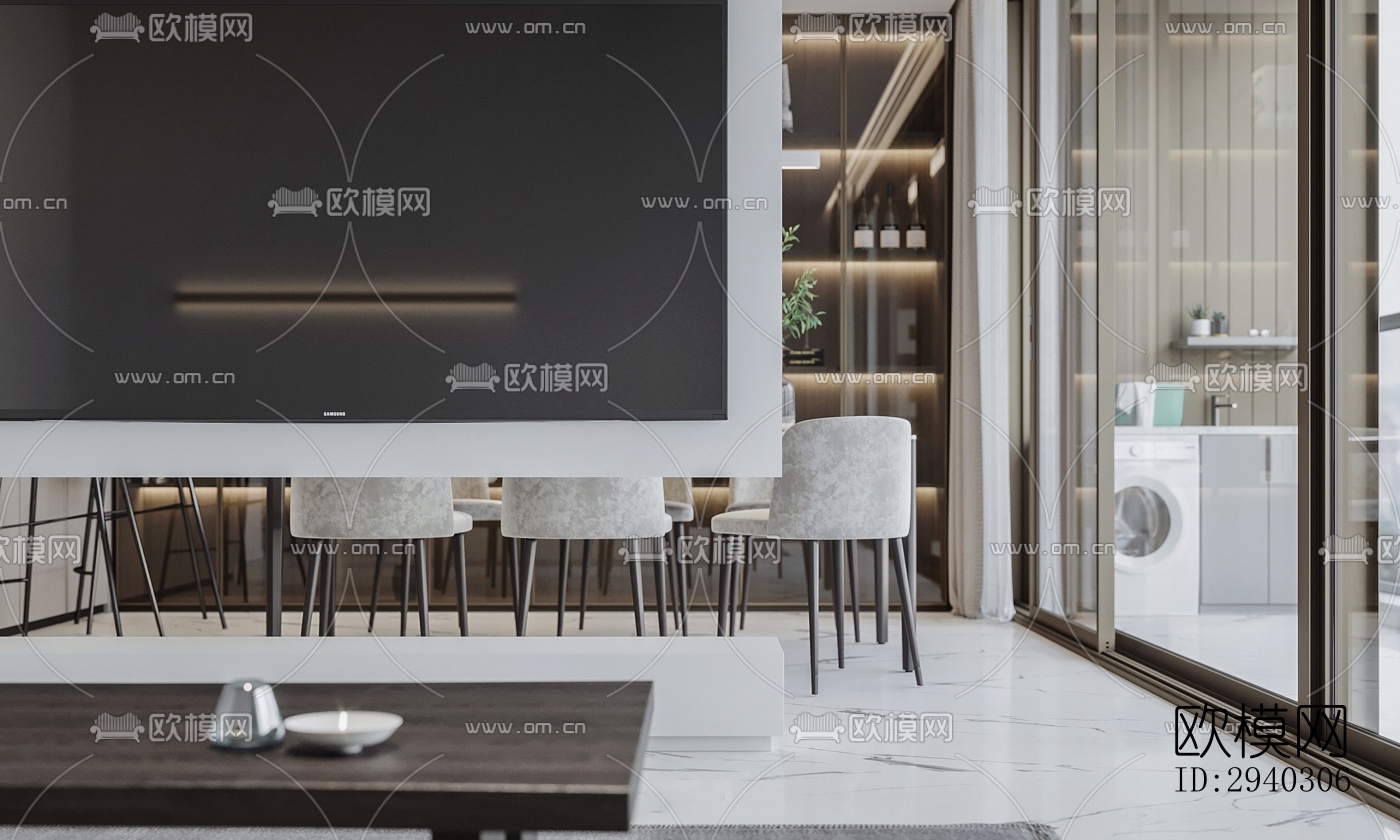 现代平层效果图下载（渲染图1）