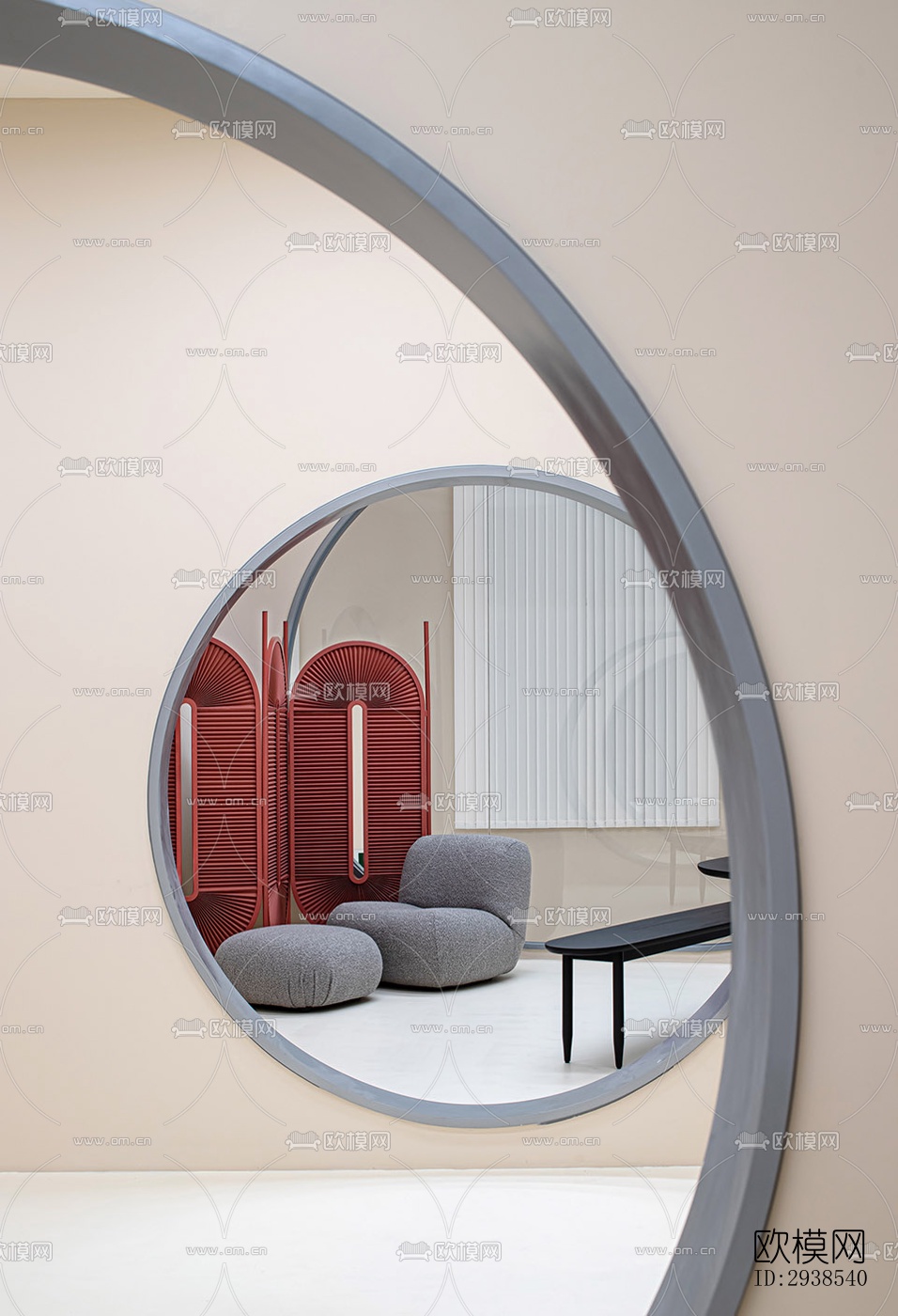 奶油风展览展厅效果图下载（渲染图5）