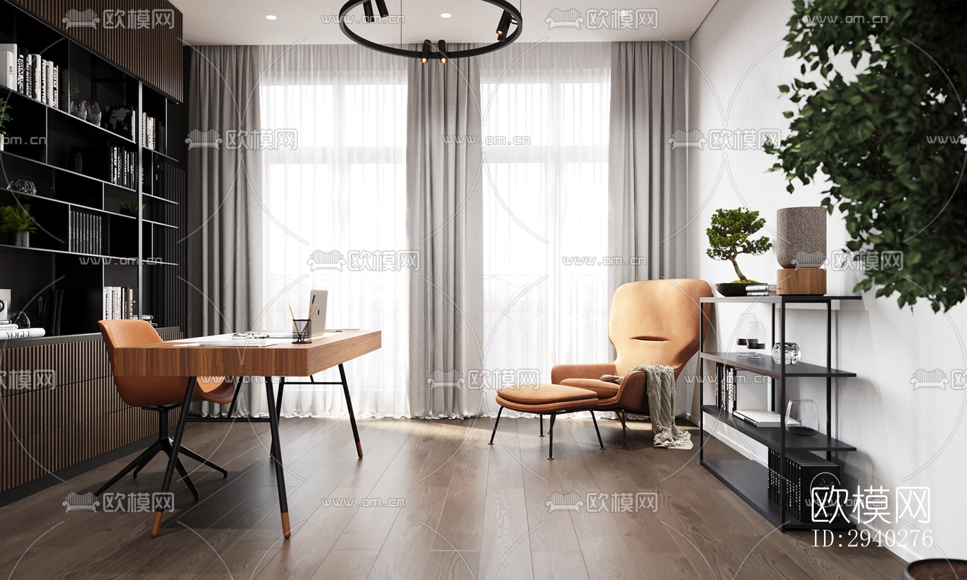 现代平层效果图下载（渲染图17）