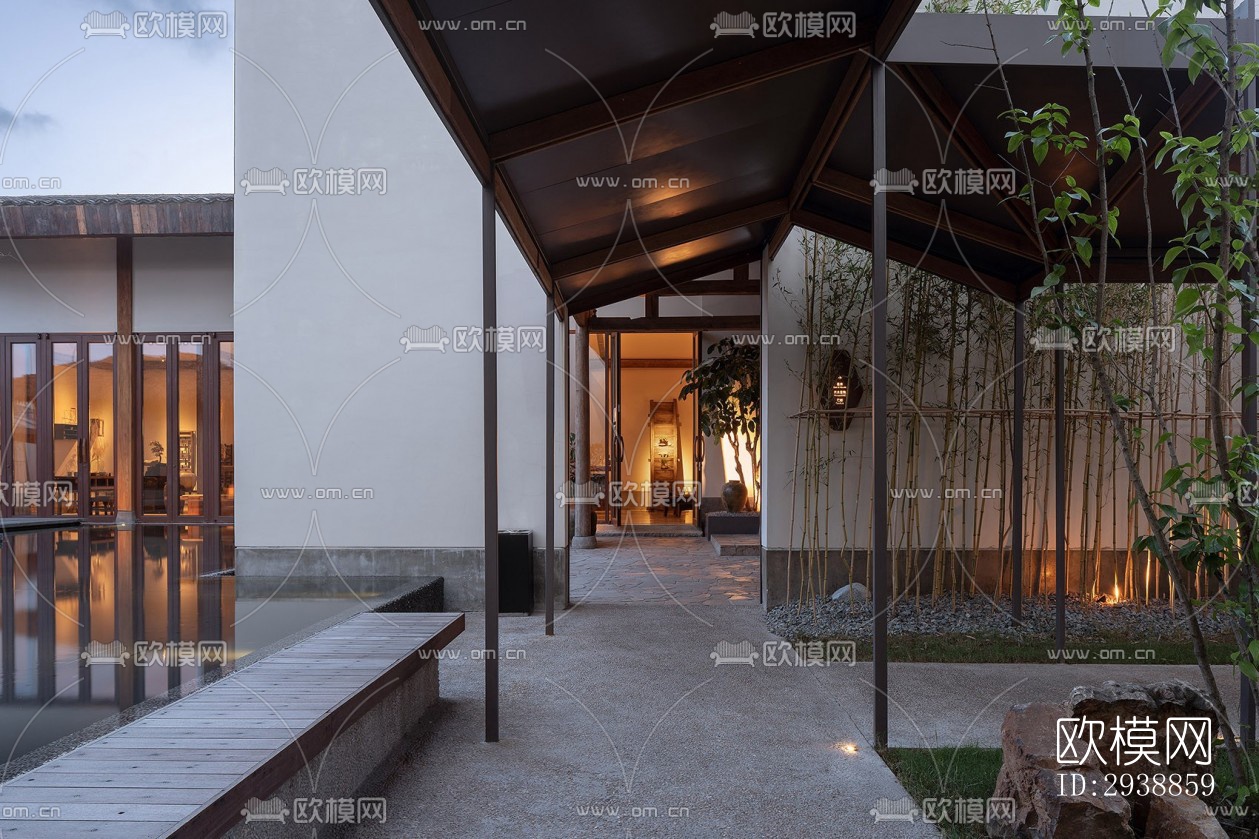 中式酒店民宿效果图下载（渲染图12）