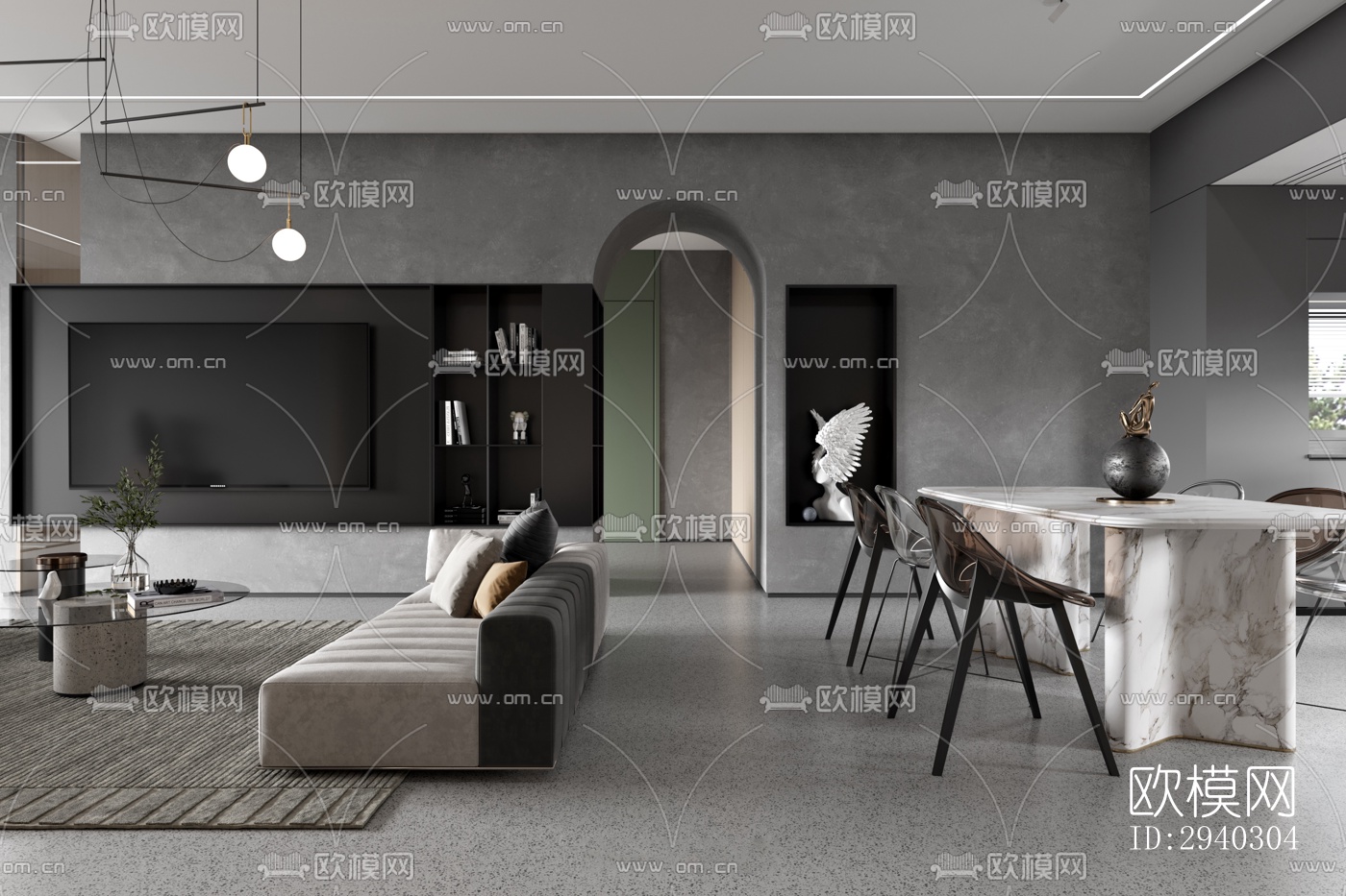 现代平层效果图下载（渲染图7）