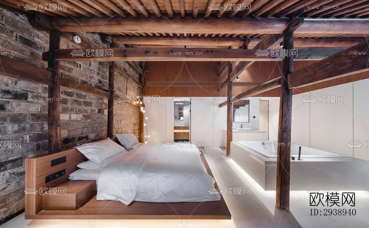 中式酒店民宿效果图下载（渲染图15）