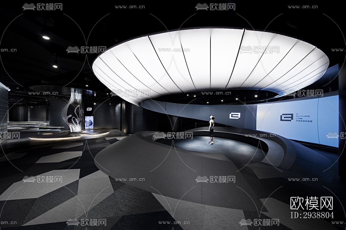 高级灰展览展厅效果图下载（渲染图5）