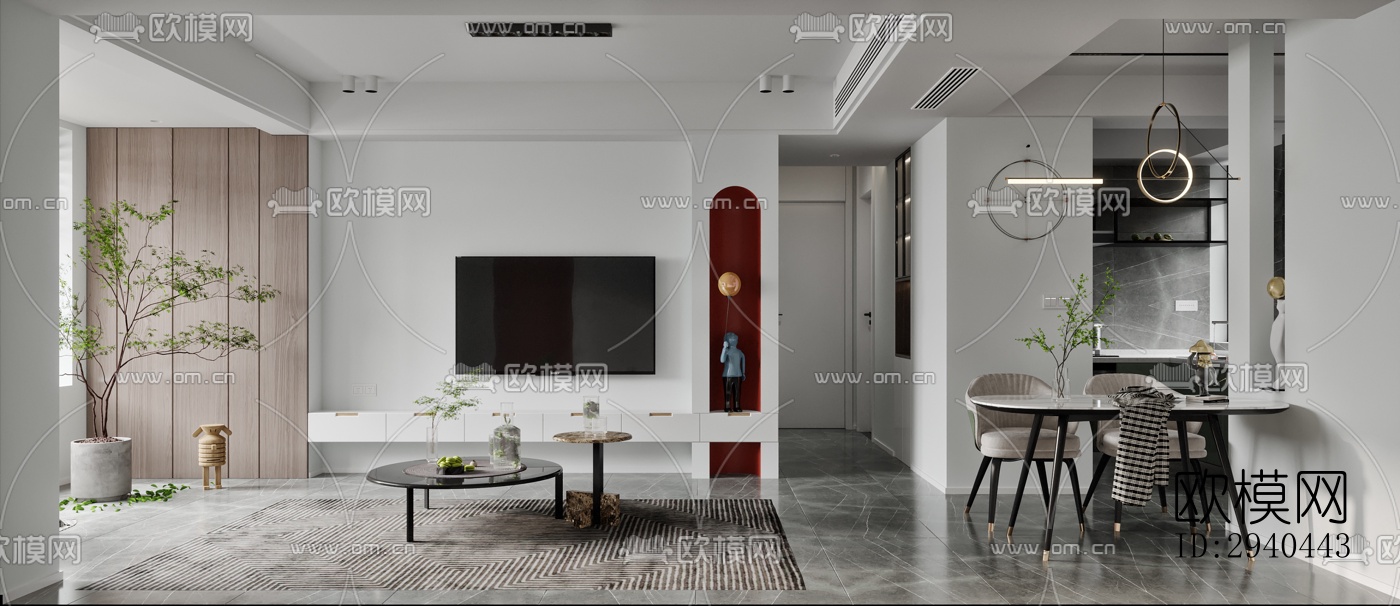 美式平层效果图下载（渲染图16）