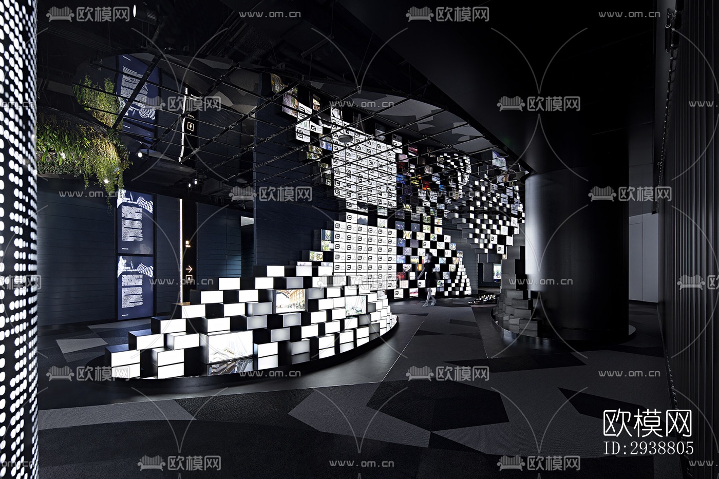 高级灰展览展厅效果图下载（渲染图5）