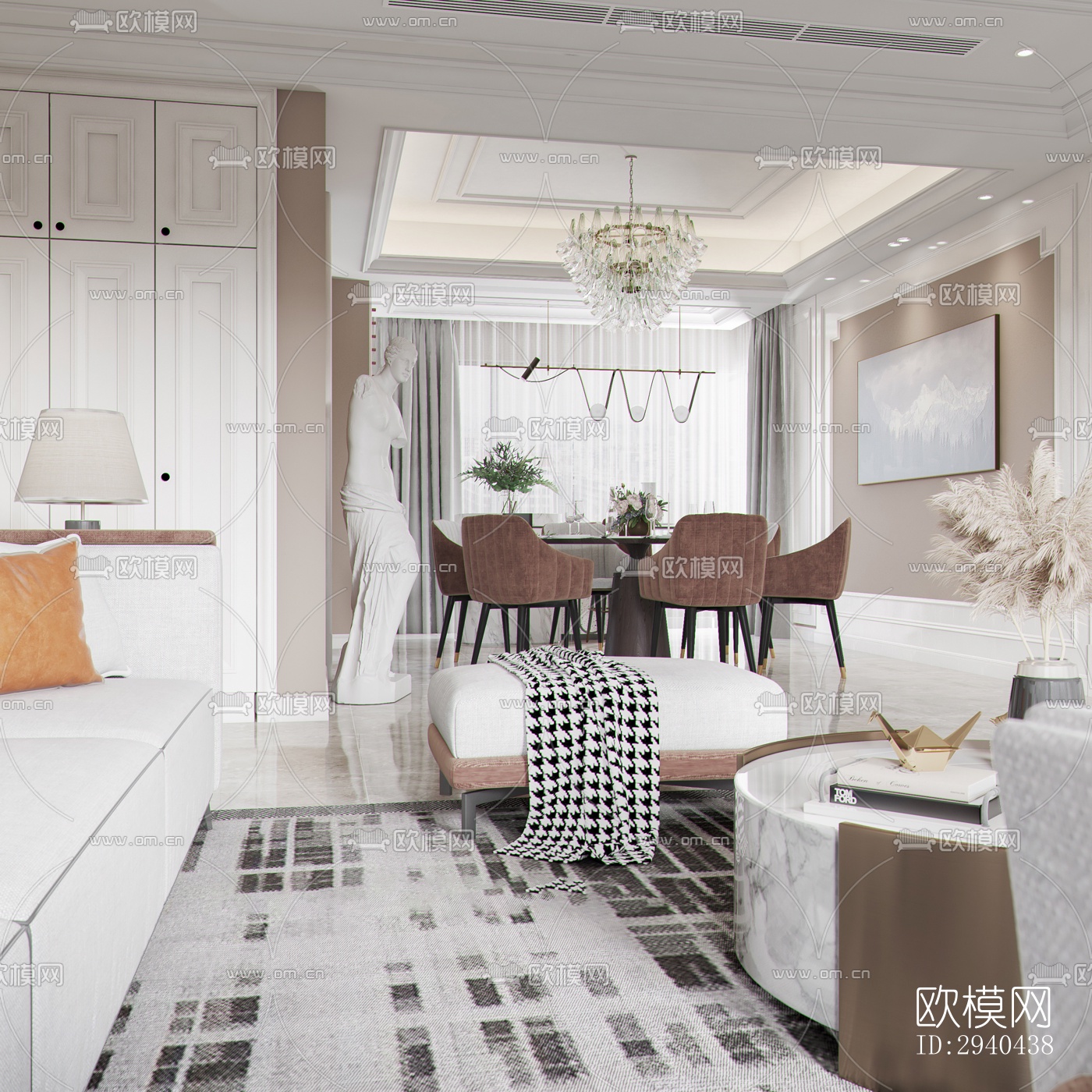 美式平层效果图下载（渲染图7）