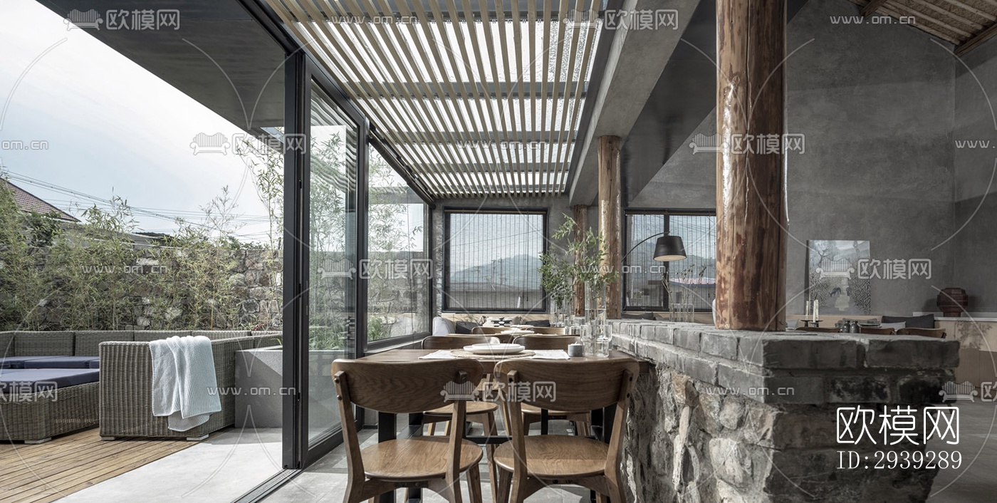 新中式酒店民宿效果图下载（渲染图5）