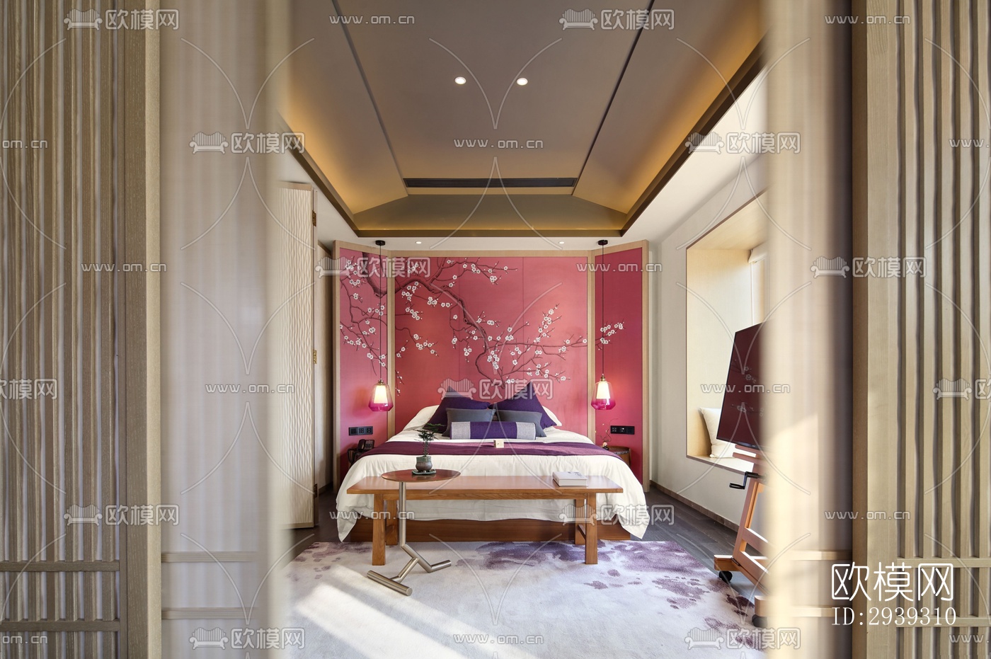 新中式酒店民宿效果图下载（渲染图2）