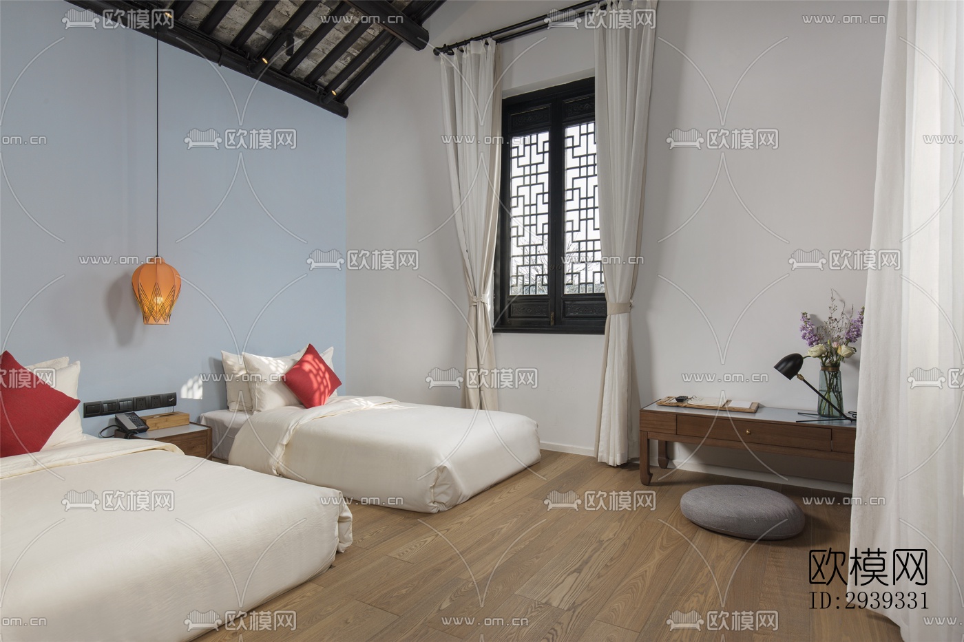 新中式酒店民宿效果图下载（渲染图9）