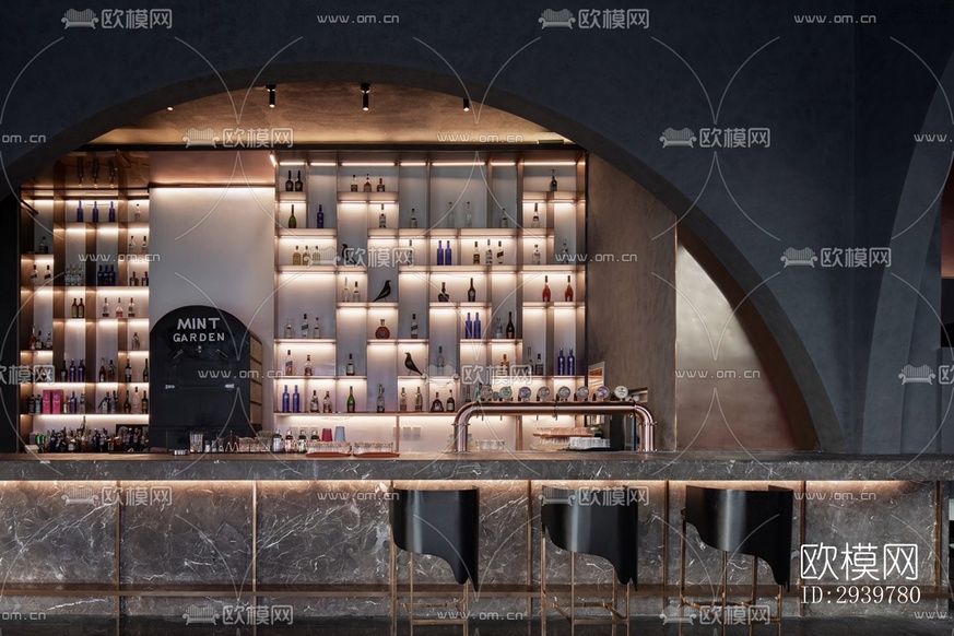 高級灰酒吧效果圖下載(渲染圖15)