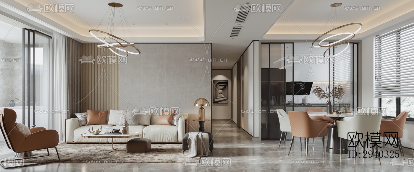 现代平层效果图下载（渲染图1）