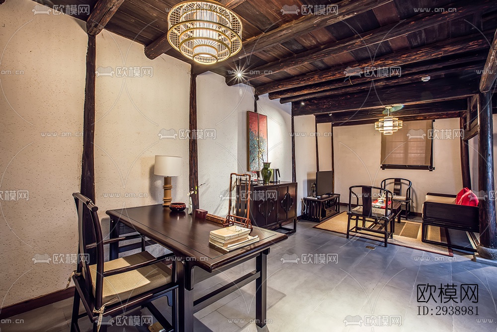 中式酒店民宿效果图下载（渲染图8）