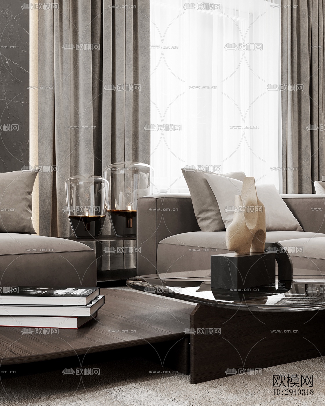 现代平层效果图下载（渲染图2）