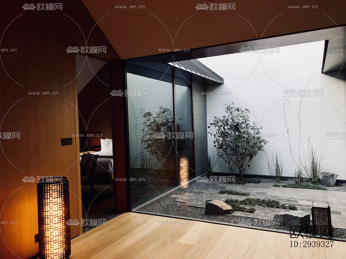 新中式酒店民宿效果图下载（渲染图2）