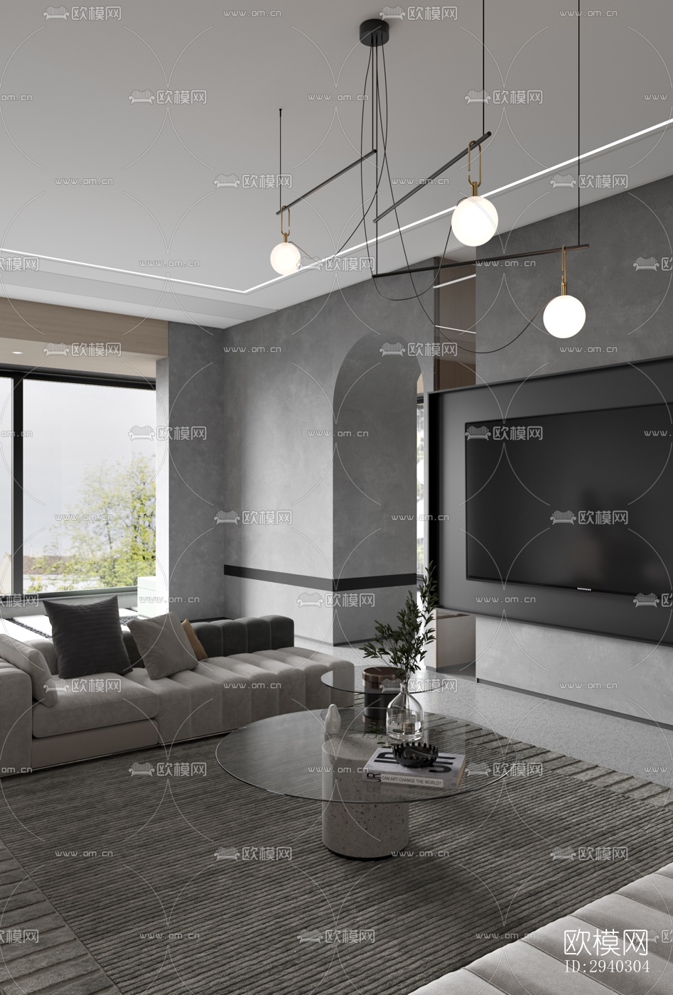 现代平层效果图下载（渲染图3）