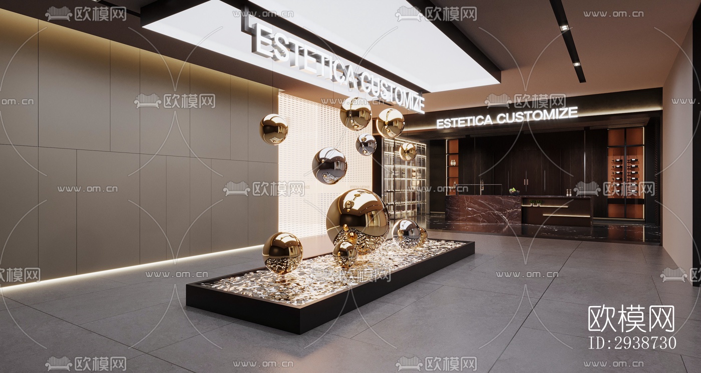 现代展览展厅效果图下载（渲染图1）