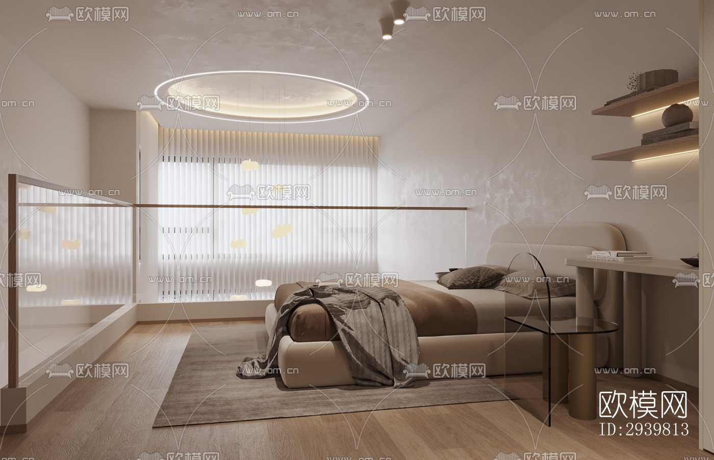 奶油风公寓效果图下载（渲染图6）