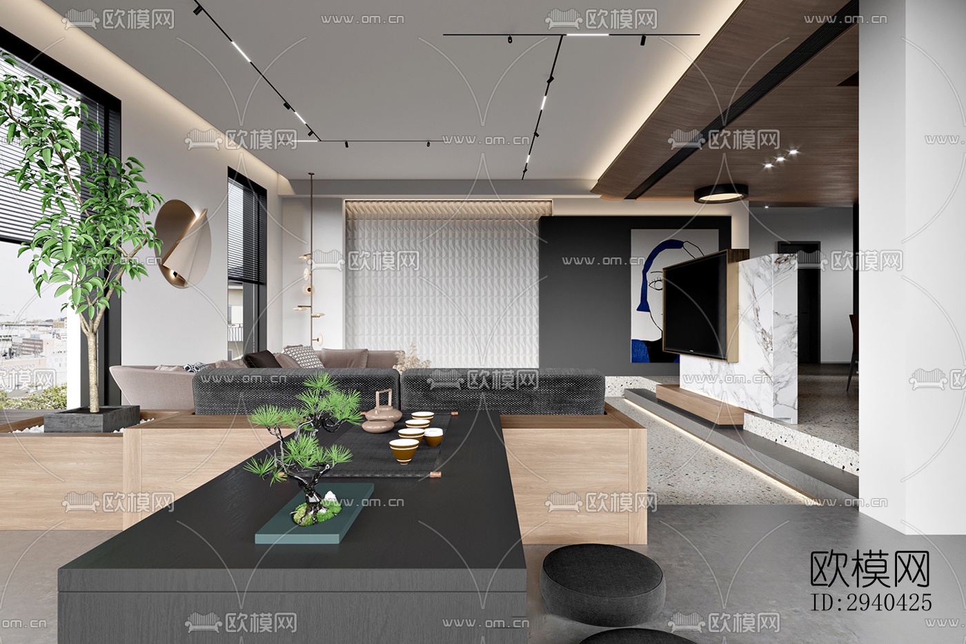 现代平层效果图下载（渲染图6）