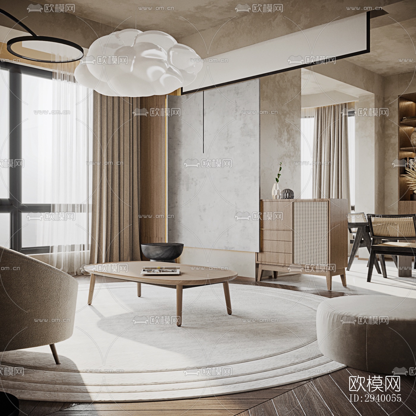 侘寂平层效果图下载（渲染图8）