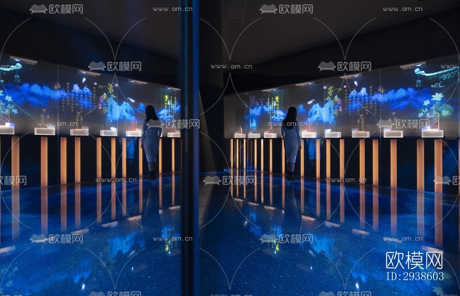 新中式展览展厅效果图下载(渲染图8)