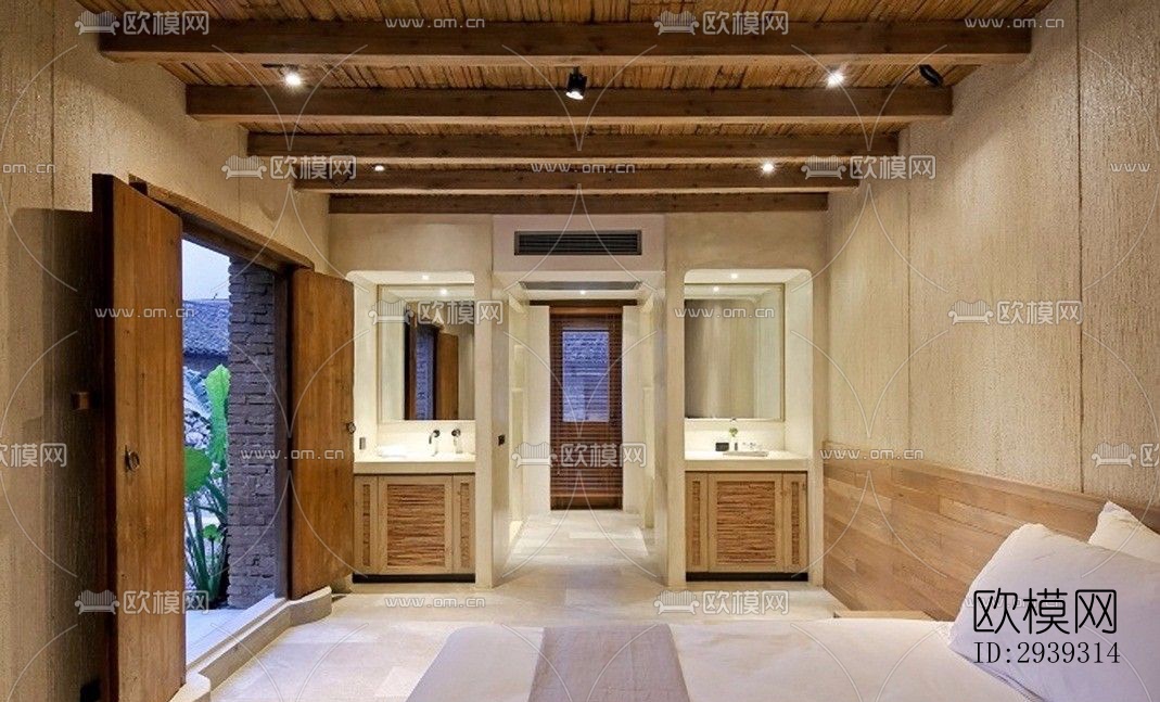 新中式酒店民宿效果图下载（渲染图7）