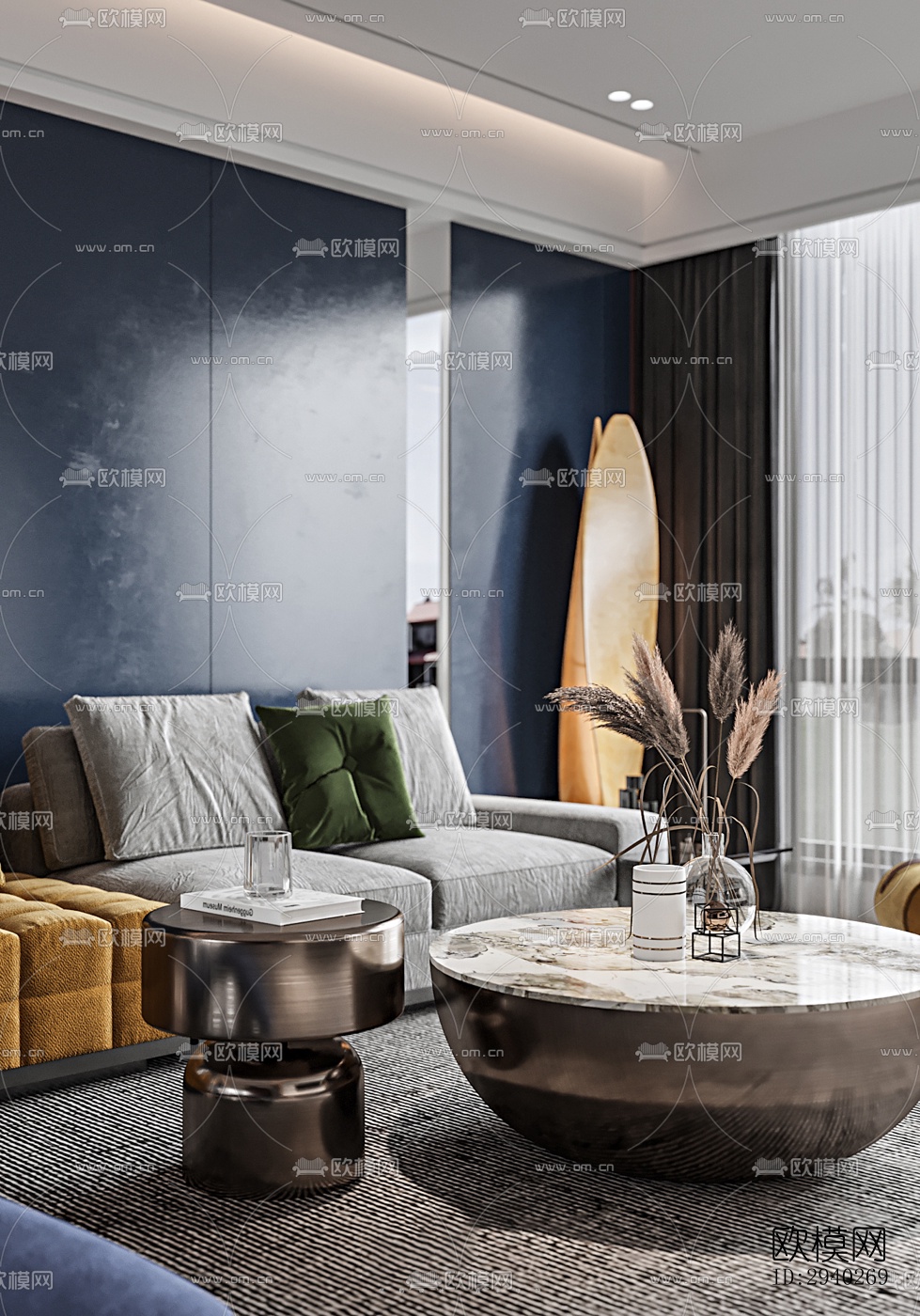 现代平层效果图下载（渲染图9）