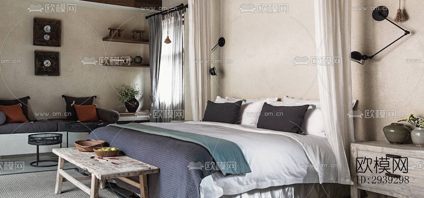 新中式酒店民宿效果图下载（渲染图2）