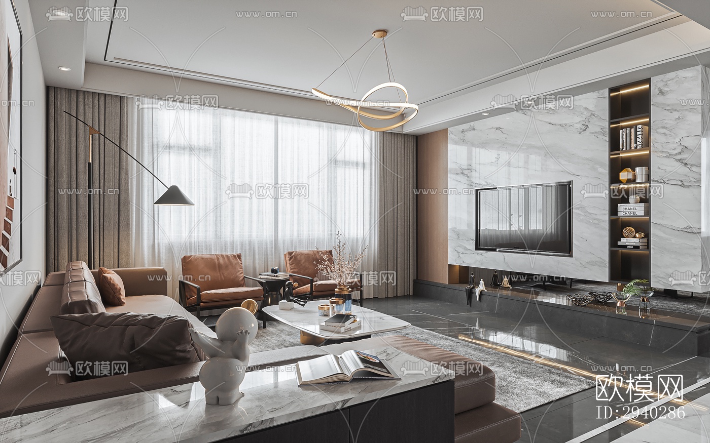 现代平层效果图下载（渲染图8）