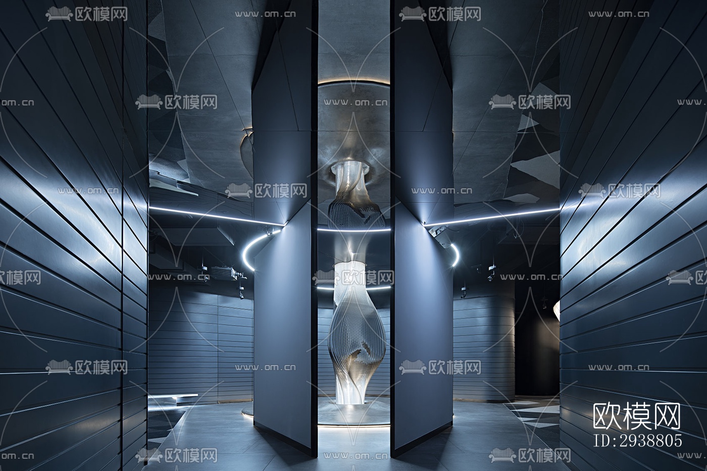 高级灰展览展厅效果图下载（渲染图8）