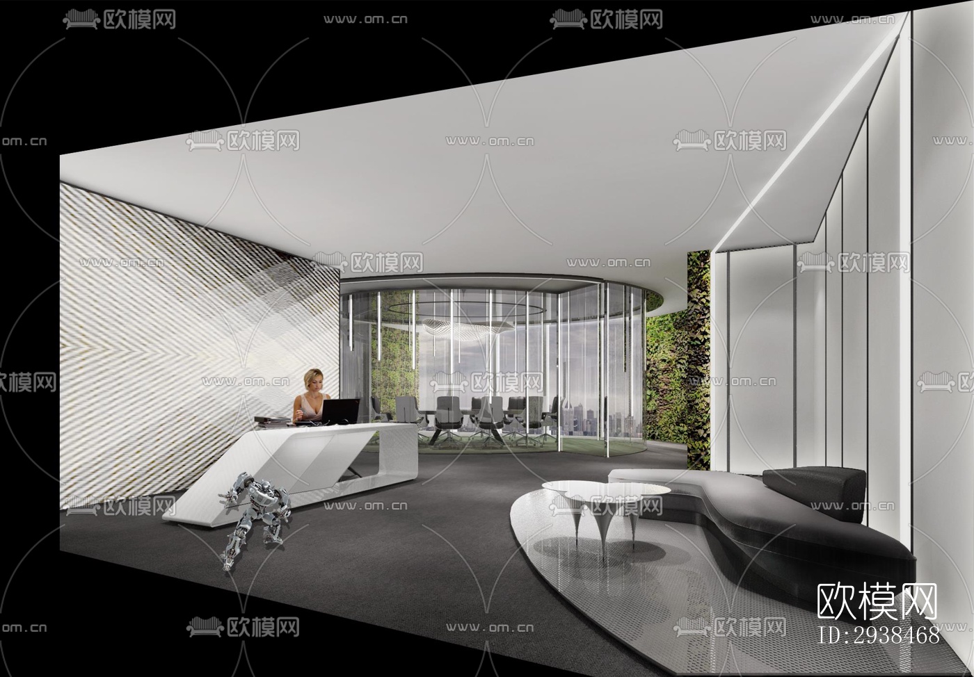 高级灰售楼处效果图下载（渲染图1）